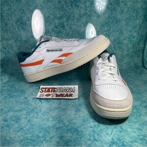 Reebok Club C Revenge Men’s White Orange Leather Low TopRetro  Shoes Size 13